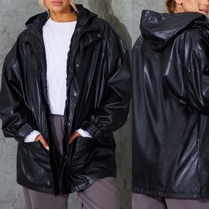 LIKE NEW! PU Hooded Jacket